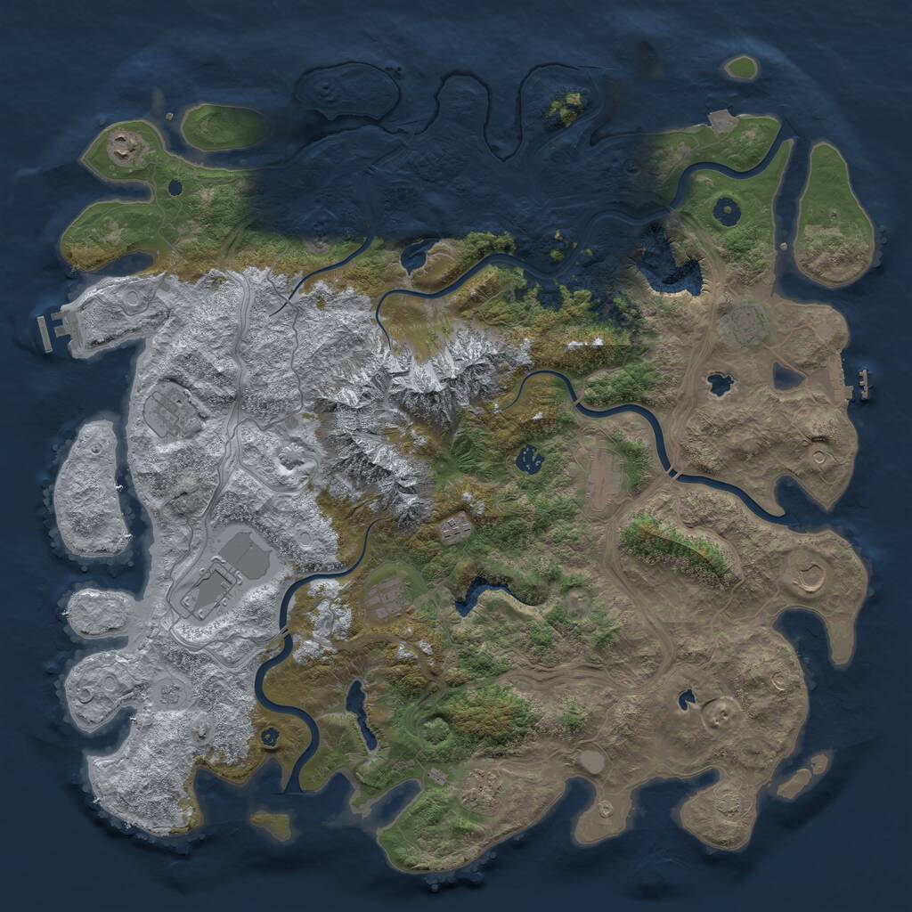 Rust Map: Procedural Map, Size: 5000, Seed: 425192246, 16 Monuments