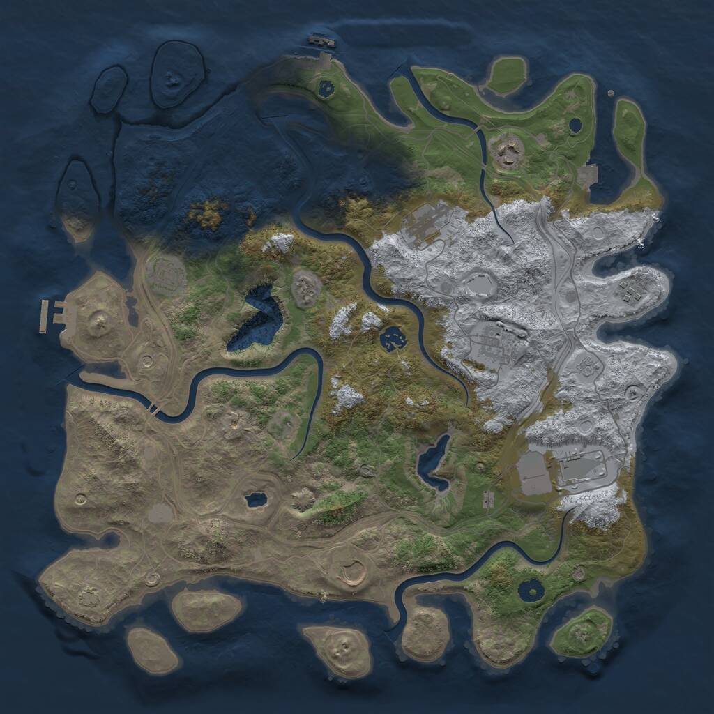 Rust Map: Procedural Map, Size: 4300, Seed: 386560, 14 Monuments