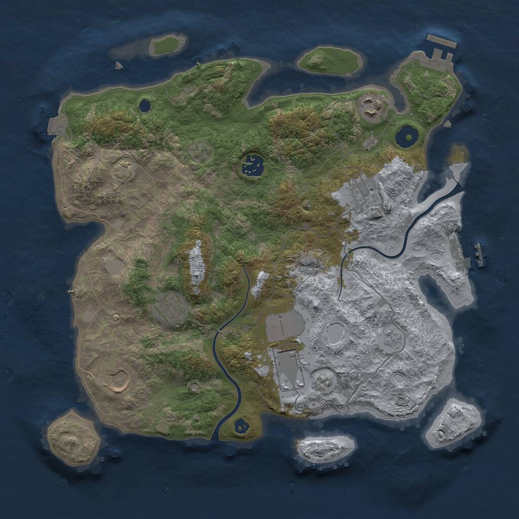 Rust Map: Procedural Map, Size: 3500, Seed: 659669932, 11 Monuments