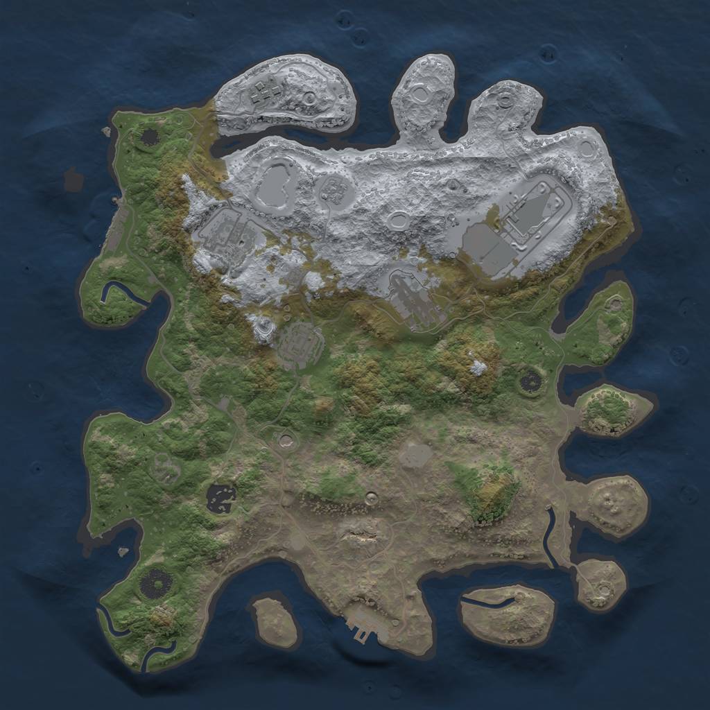 Rust Map: Procedural Map, Size: 3500, Seed: 14969494, 15 Monuments
