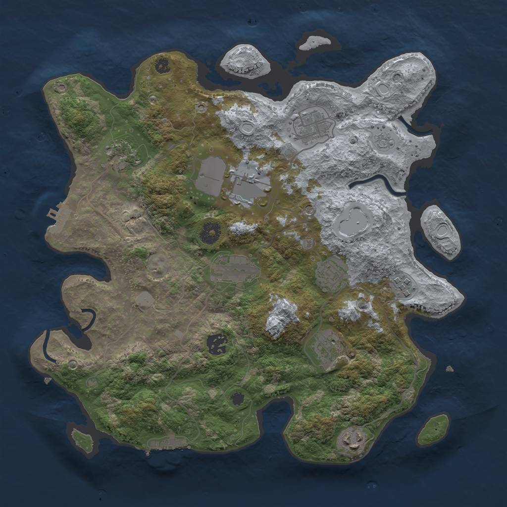 Rust Map: Procedural Map, Size: 3500, Seed: 12936526, 18 Monuments