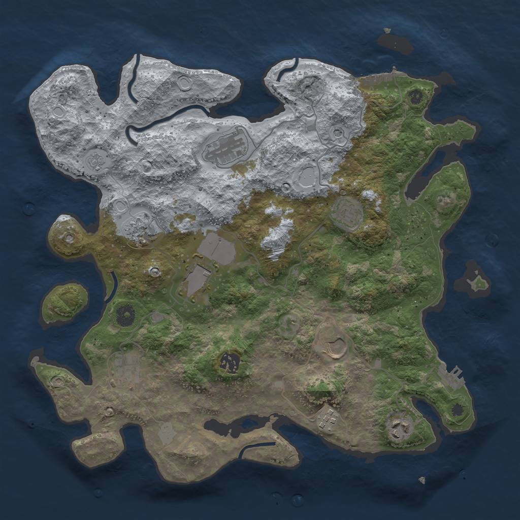 Rust Map: Procedural Map, Size: 3750, Seed: 316, 18 Monuments
