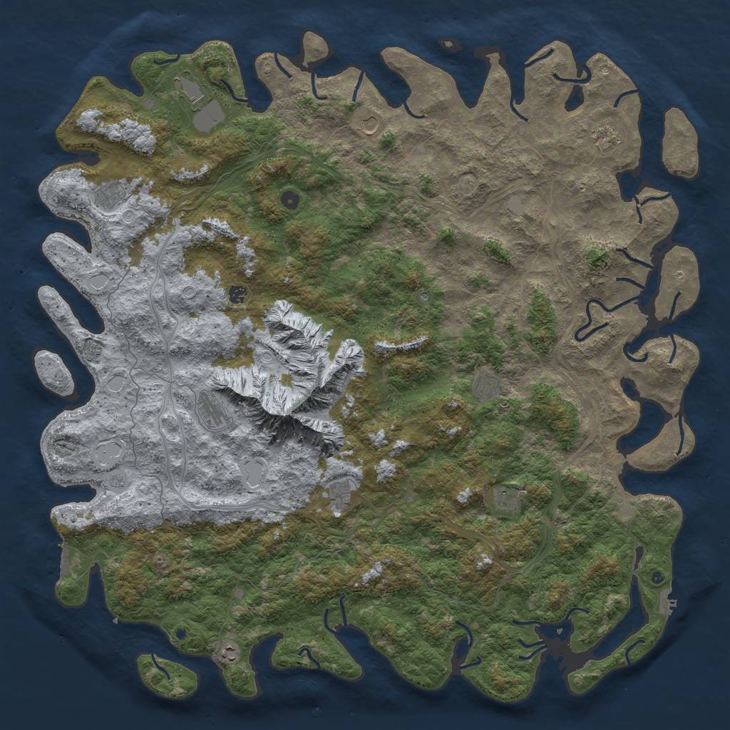 Rust Map: Procedural Map, Size: 6000, Seed: 854777, 20 Monuments