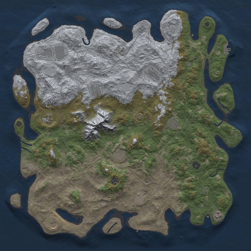 Rust Map: Procedural Map, Size: 5000, Seed: 2654, 20 Monuments