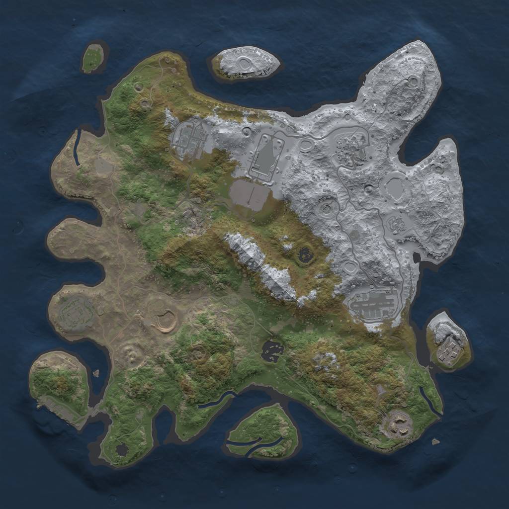 Rust Map: Procedural Map, Size: 3500, Seed: 214748, 17 Monuments