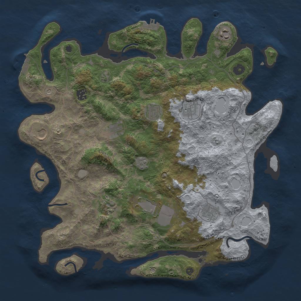 Rust Map: Procedural Map, Size: 4000, Seed: 596360624, 19 Monuments