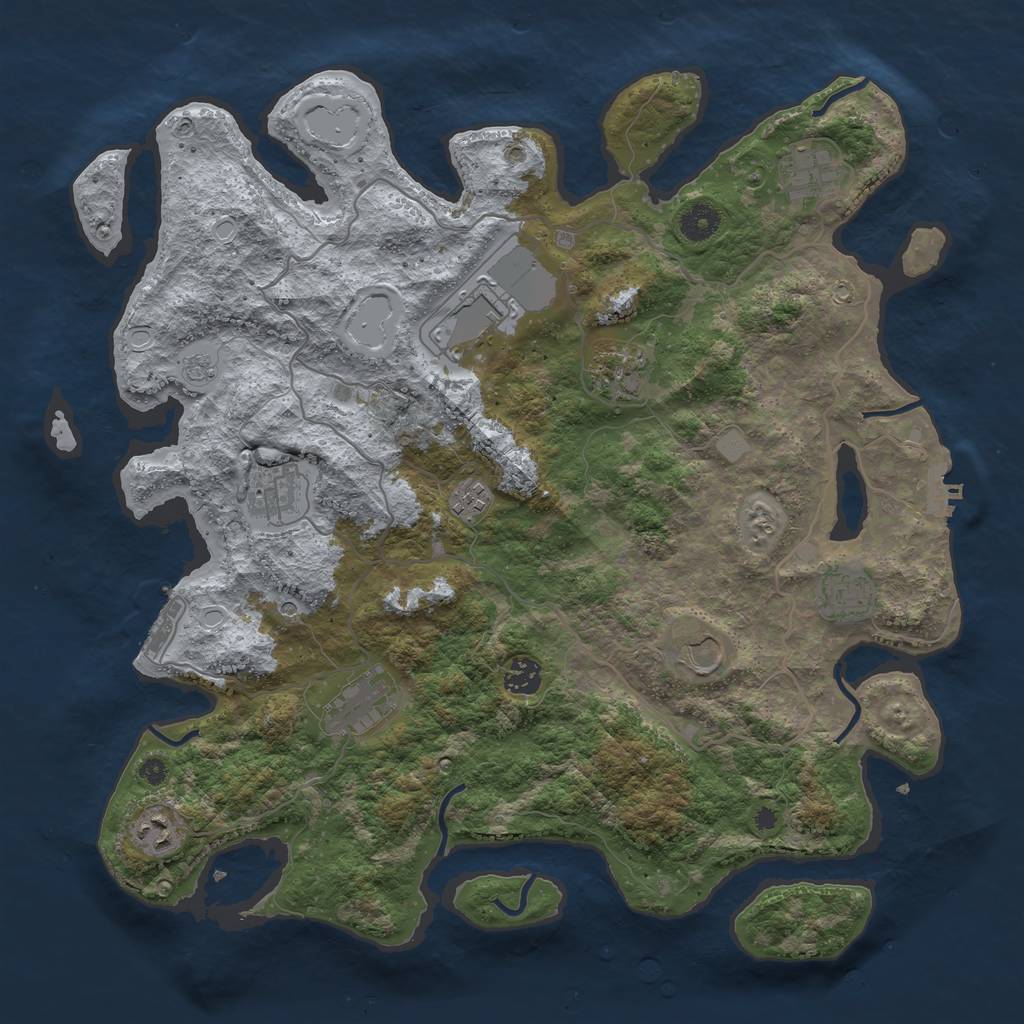 Rust Map: Procedural Map, Size: 4050, Seed: 478946071, 19 Monuments