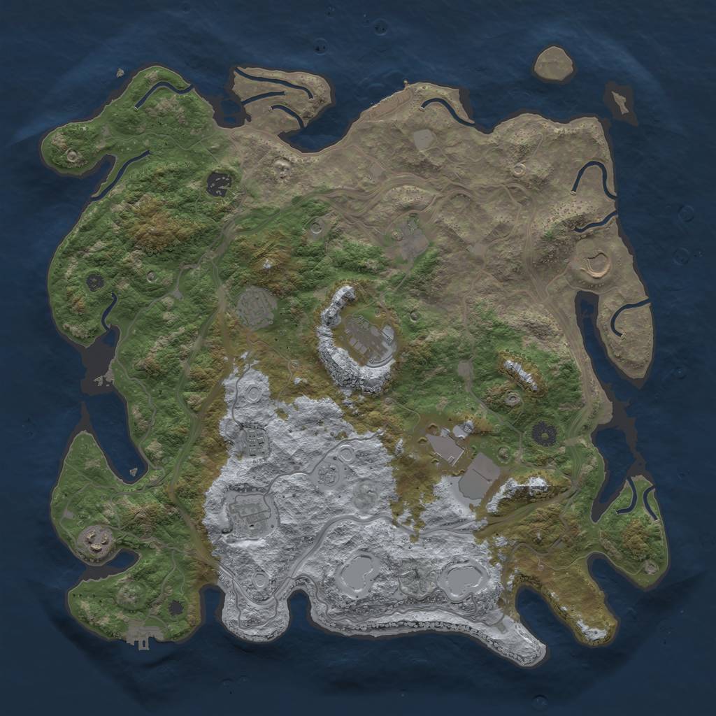 Rust Map: Procedural Map, Size: 4250, Seed: 679352774, 18 Monuments
