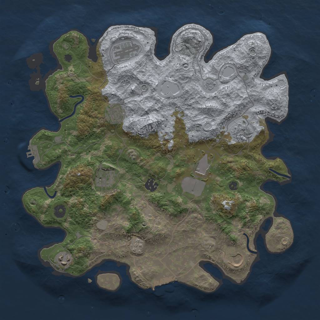 Rust Map: Procedural Map, Size: 3700, Seed: 73754477, 18 Monuments