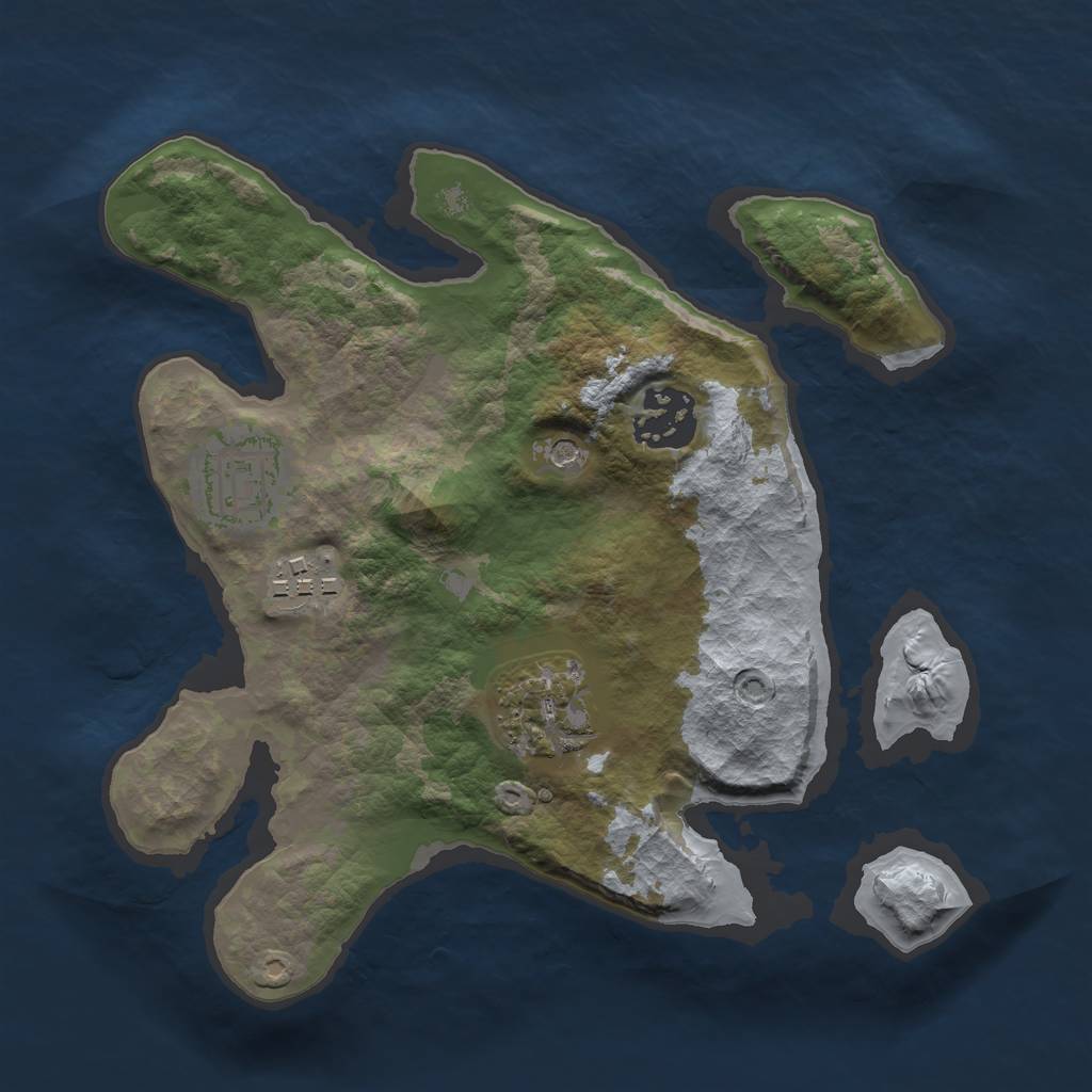 Rust Map: Barren, Size: 2500, Seed: 14, 7 Monuments