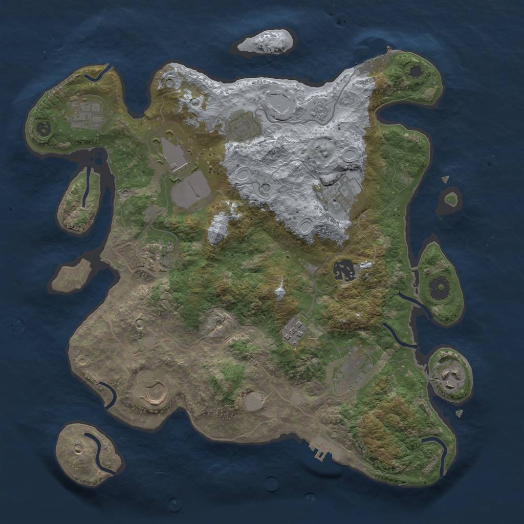 Rust Map: Procedural Map, Size: 3500, Seed: 1986742641, 19 Monuments