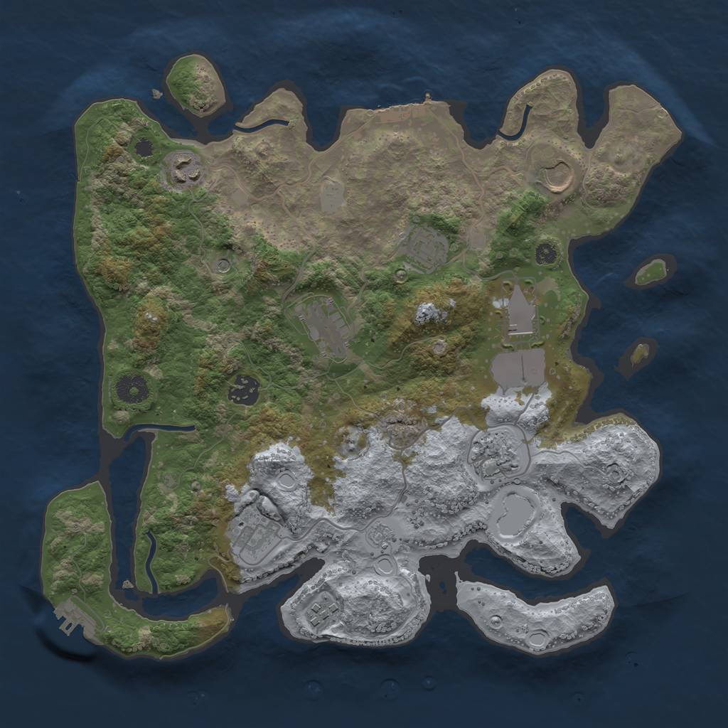 Rust Map: Procedural Map, Size: 3500, Seed: 1120005001, 18 Monuments
