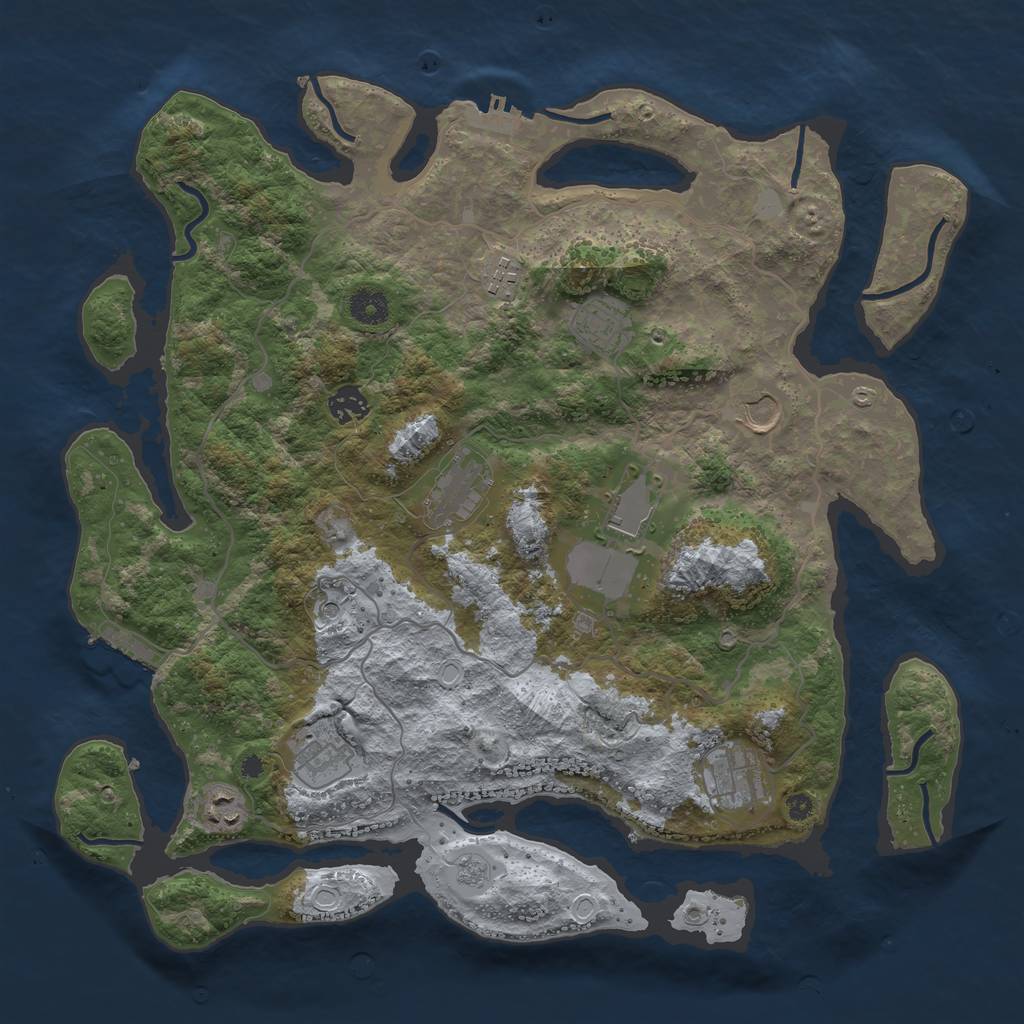 Rust Map: Procedural Map, Size: 4000, Seed: 51051, 18 Monuments