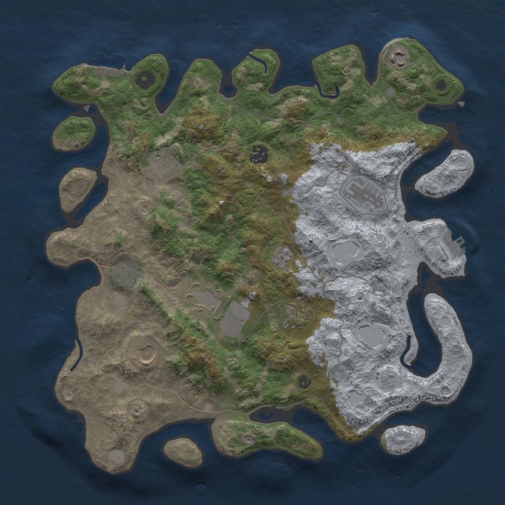 Rust Map: Procedural Map, Size: 4000, Seed: 1874092684, 18 Monuments