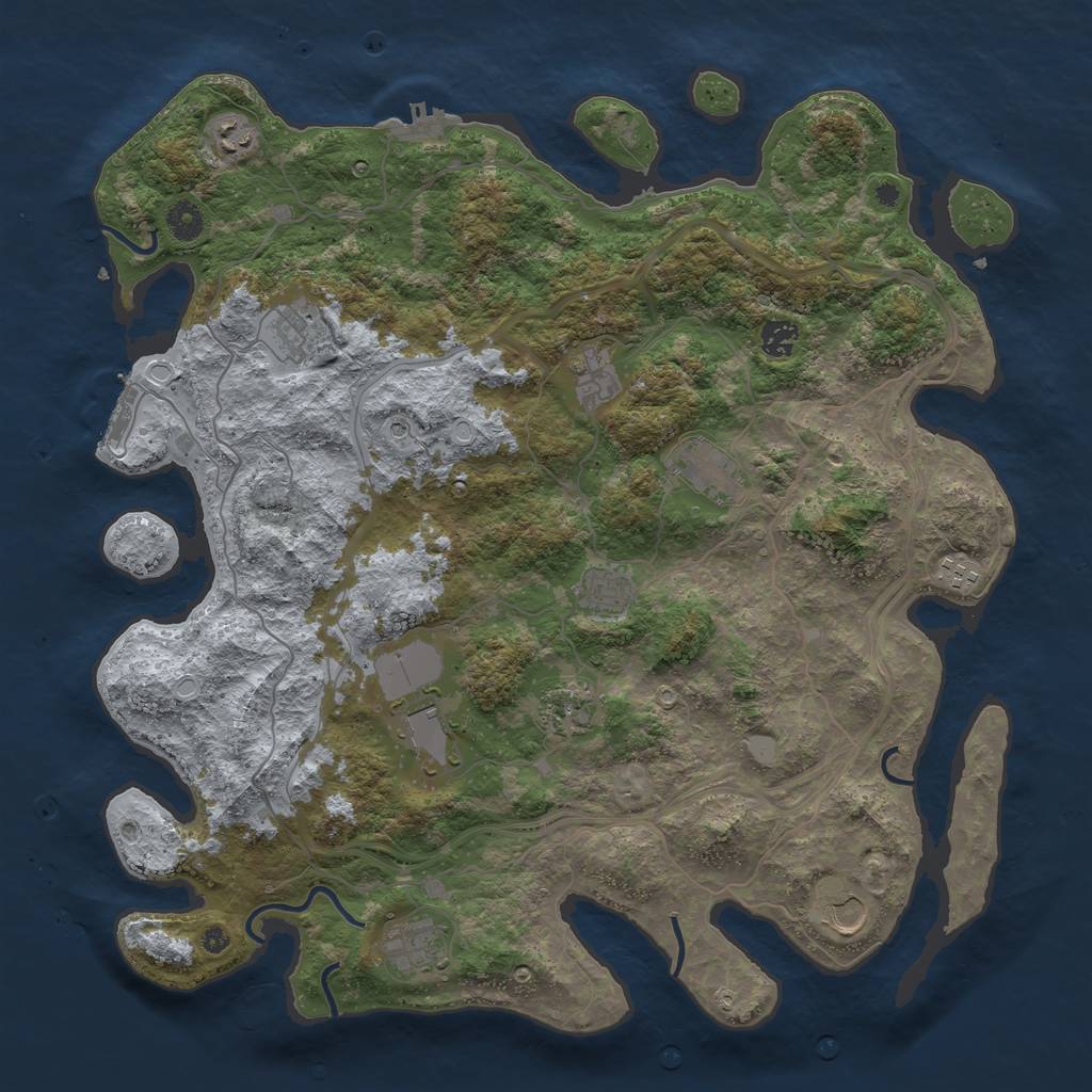 Rust Map: Procedural Map, Size: 4300, Seed: 24060504, 19 Monuments