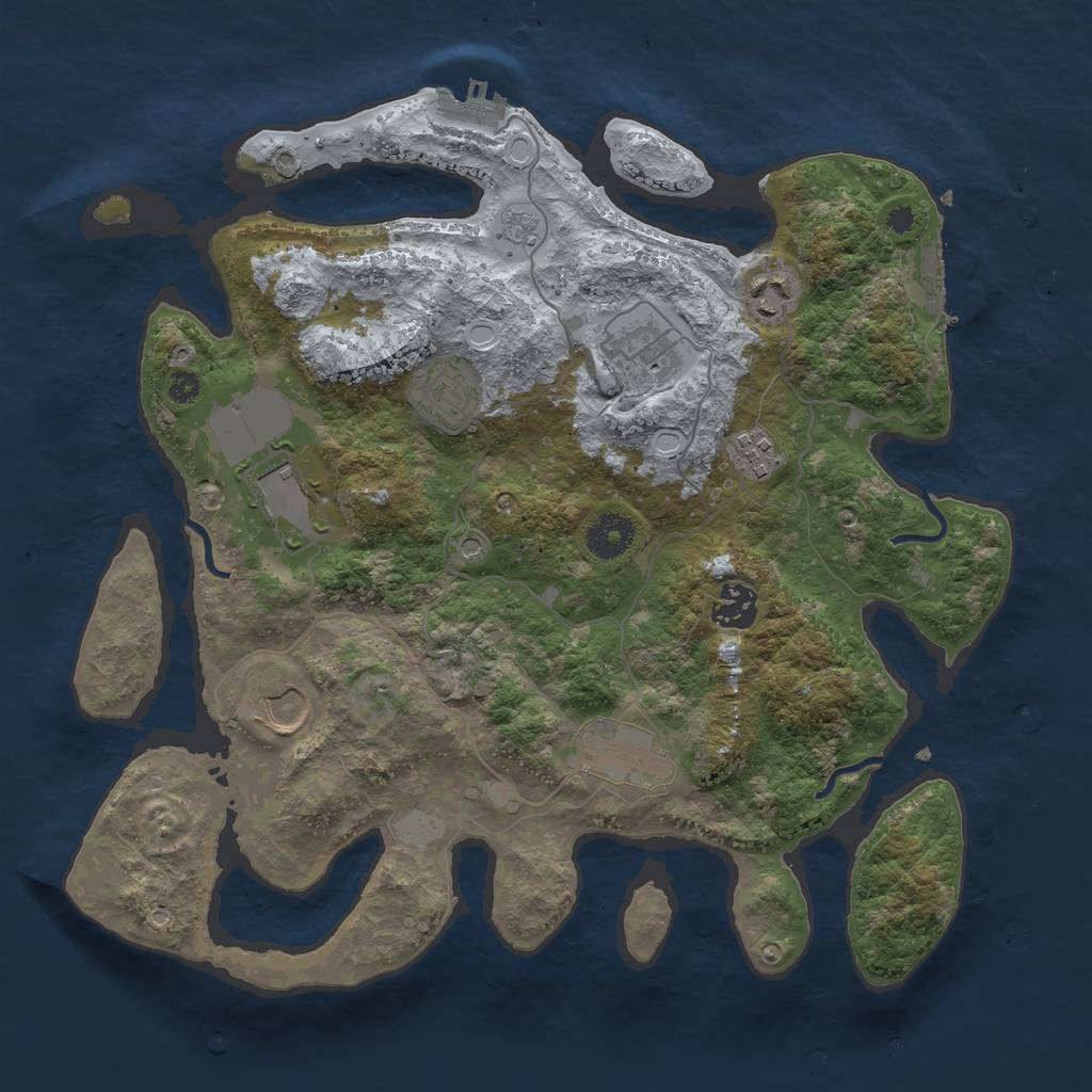 Rust Map: Procedural Map, Size: 3500, Seed: 97743818, 17 Monuments