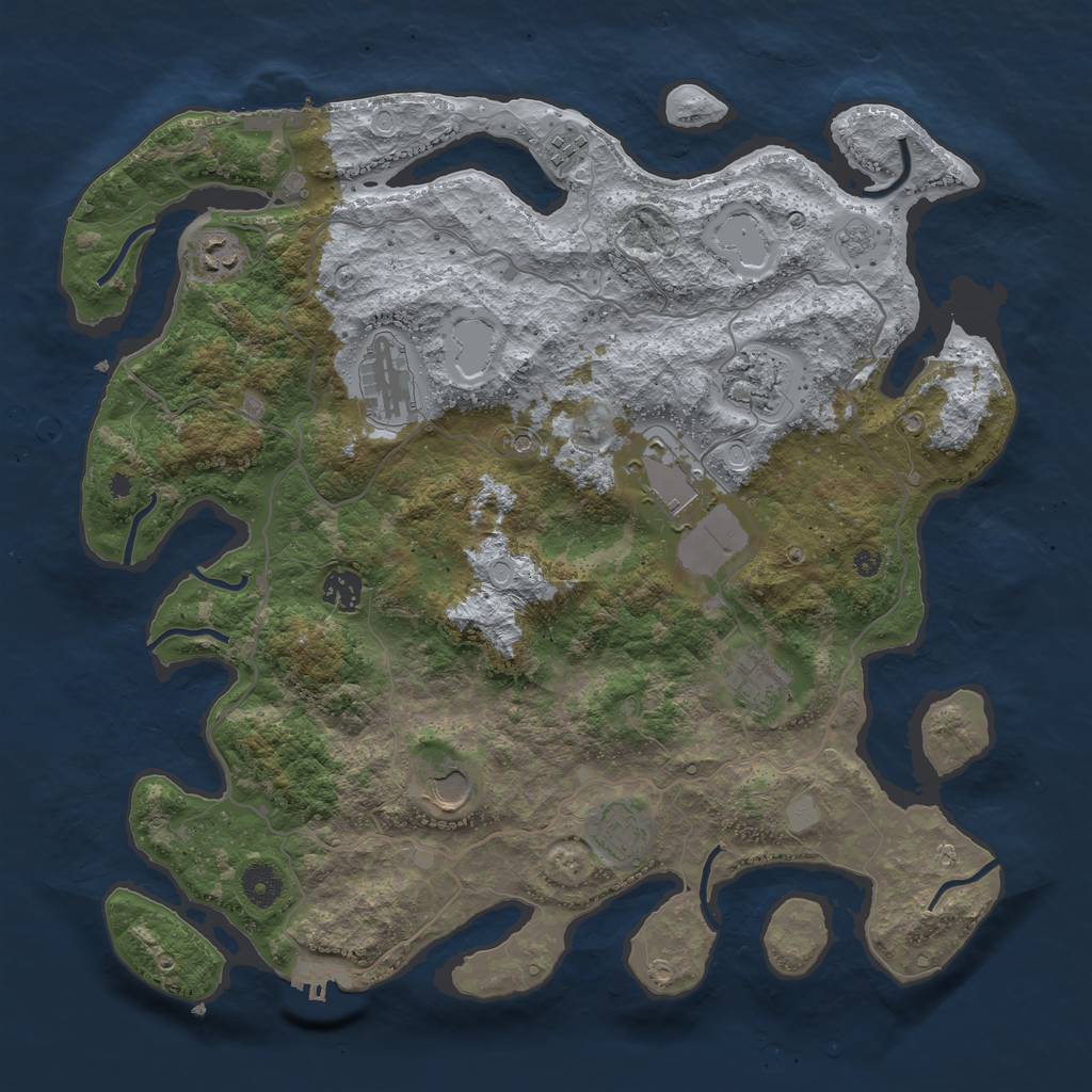 Rust Map: Procedural Map, Size: 4000, Seed: 381315199, 18 Monuments