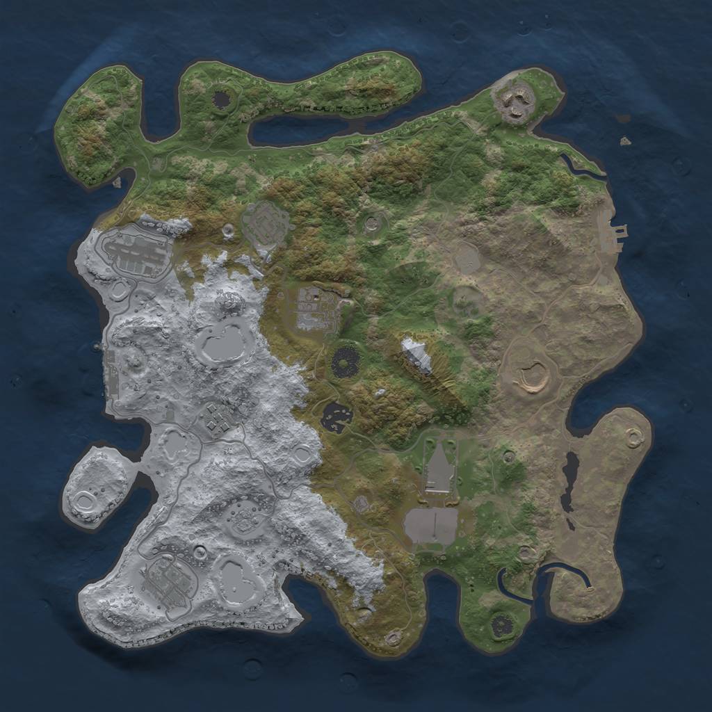 Rust Map: Procedural Map, Size: 3500, Seed: 673560452, 18 Monuments