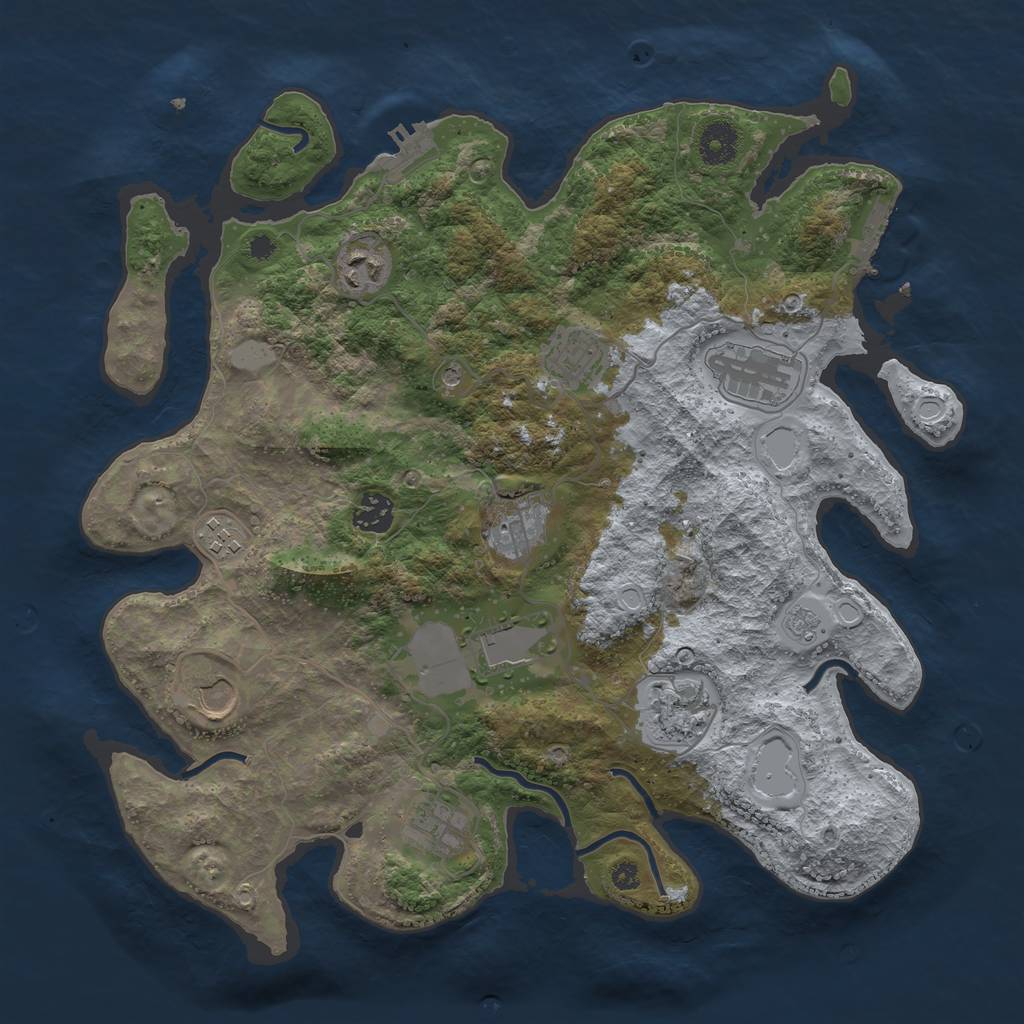 Rust Map: Procedural Map, Size: 3700, Seed: 919450278, 19 Monuments