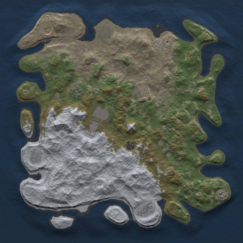 Rust Map: Barren, Size: 4300, Seed: 500, 13 Monuments