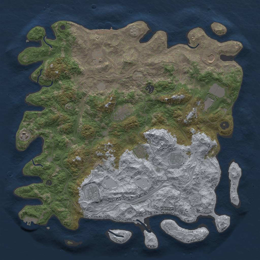 Rust Map: Procedural Map, Size: 4500, Seed: 794065976, 19 Monuments