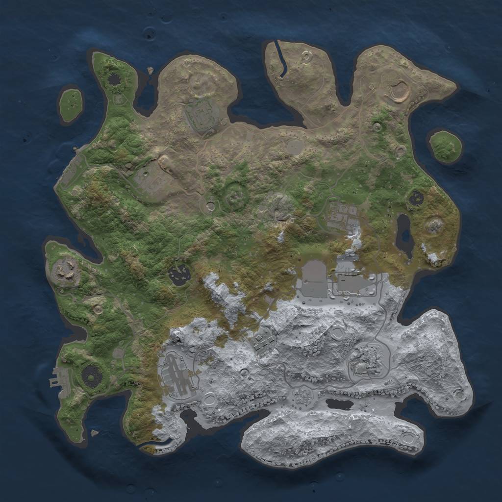 Rust Map: Procedural Map, Size: 3500, Seed: 1568753921, 19 Monuments