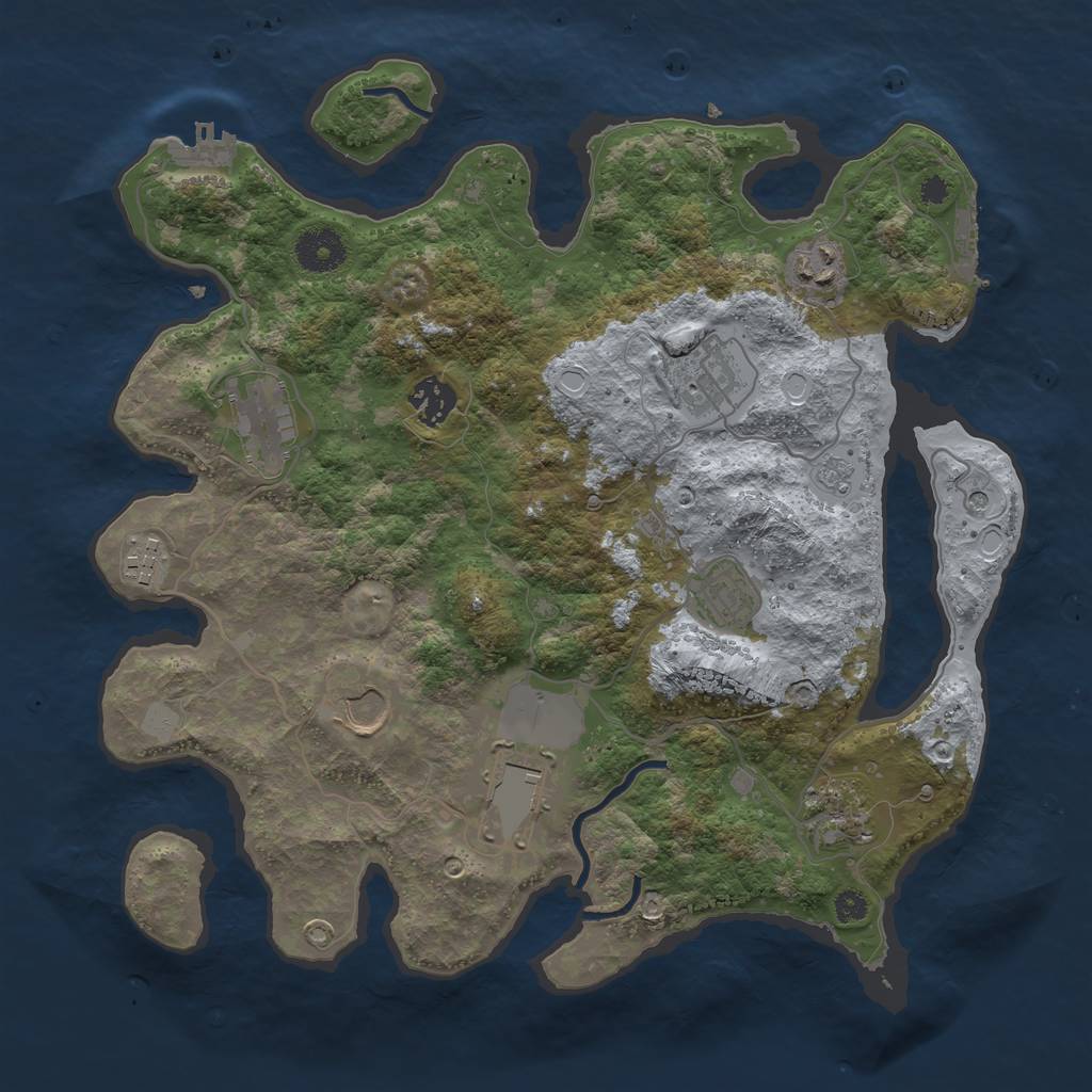 Rust Map: Procedural Map, Size: 3500, Seed: 2021678047, 18 Monuments