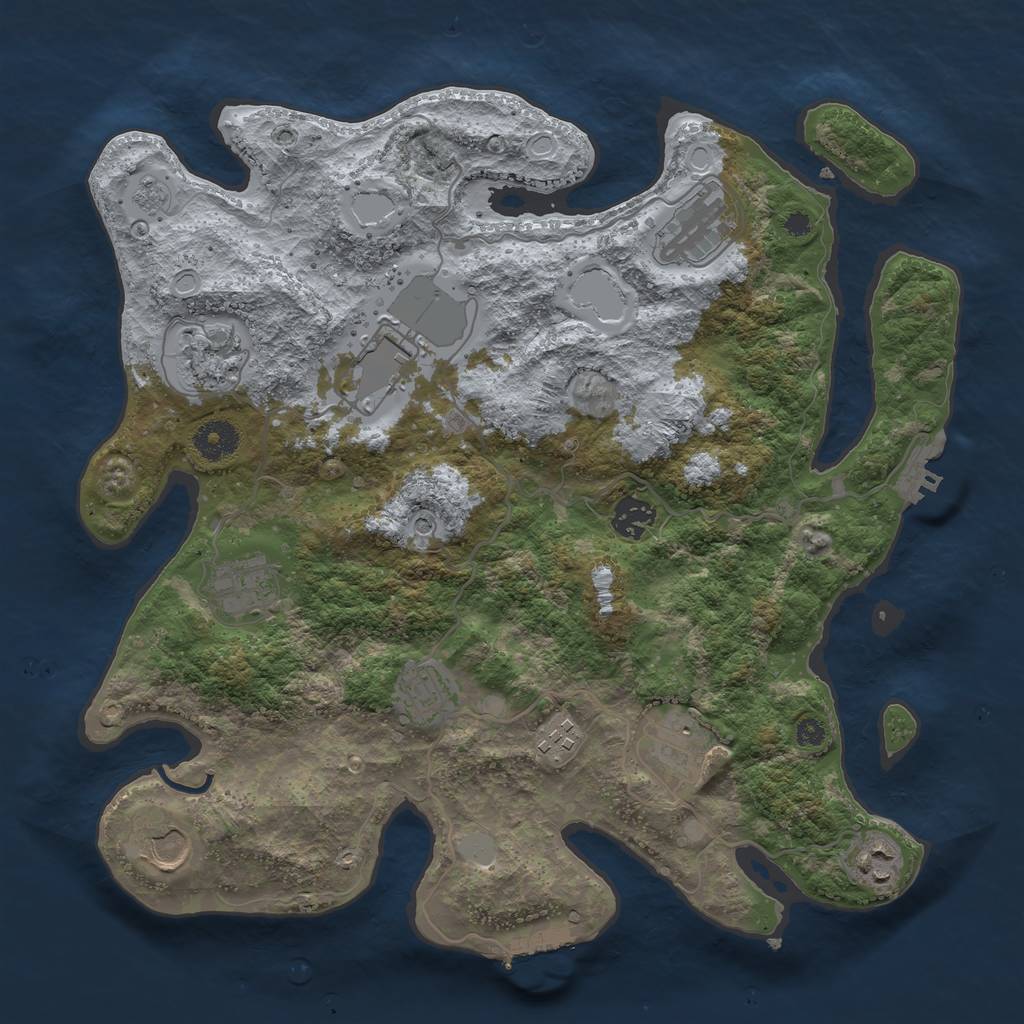 Rust Map: Procedural Map, Size: 3650, Seed: 34653462, 19 Monuments