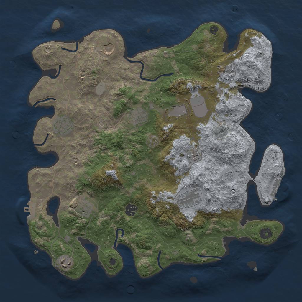 Rust Map: Procedural Map, Size: 3750, Seed: 1308823836, 19 Monuments