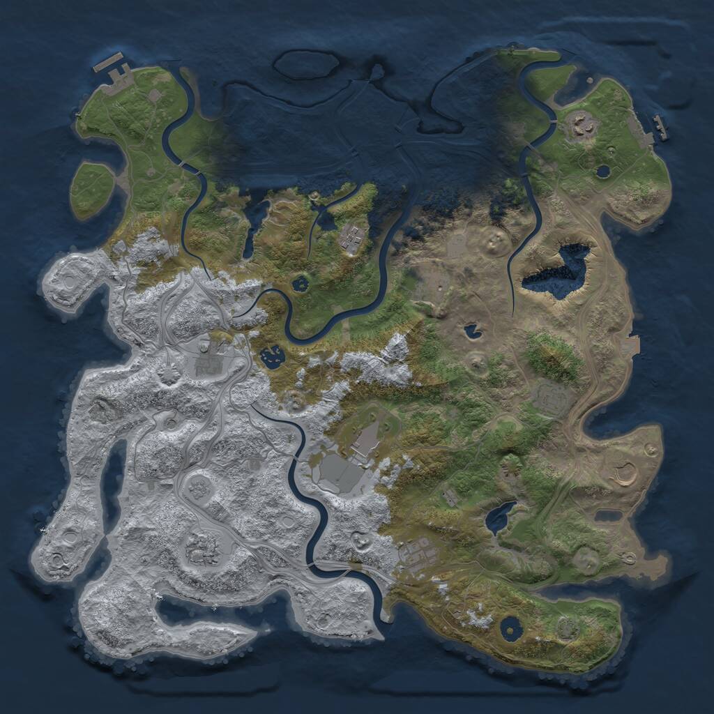 Rust Map: Procedural Map, Size: 4500, Seed: 2771, 16 Monuments