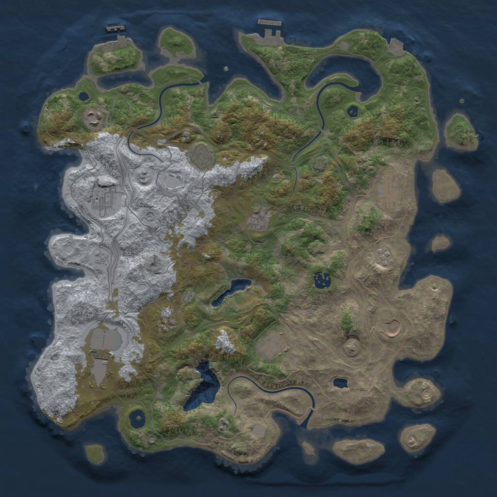 Rust Map: Procedural Map, Size: 4250, Seed: 2046353333, 17 Monuments
