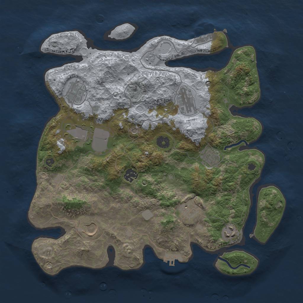 Rust Map: Procedural Map, Size: 3500, Seed: 1839907010, 17 Monuments