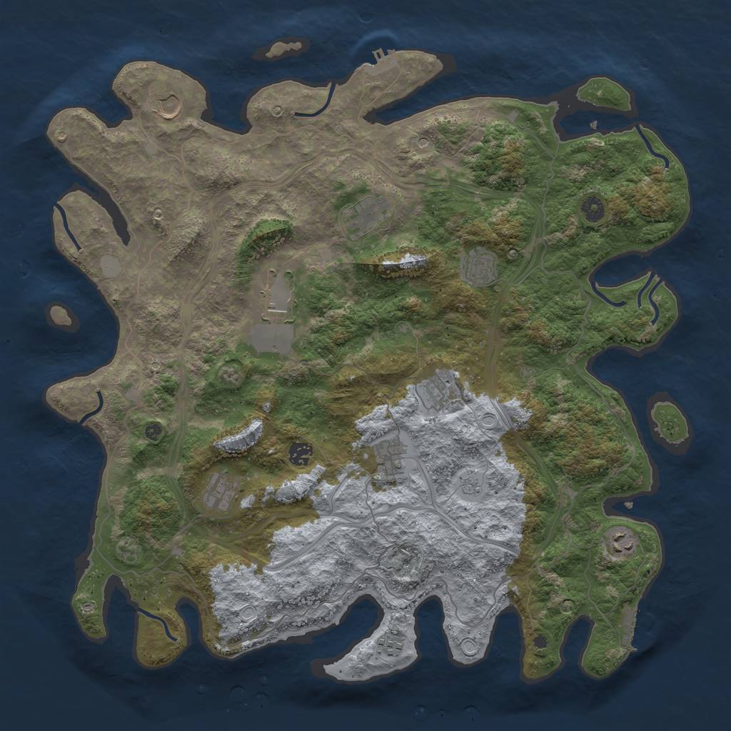 Rust Map: Procedural Map, Size: 4500, Seed: 3754691, 19 Monuments