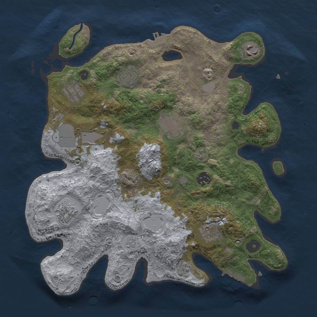 Rust Map: Procedural Map, Size: 3500, Seed: 95820599, 18 Monuments