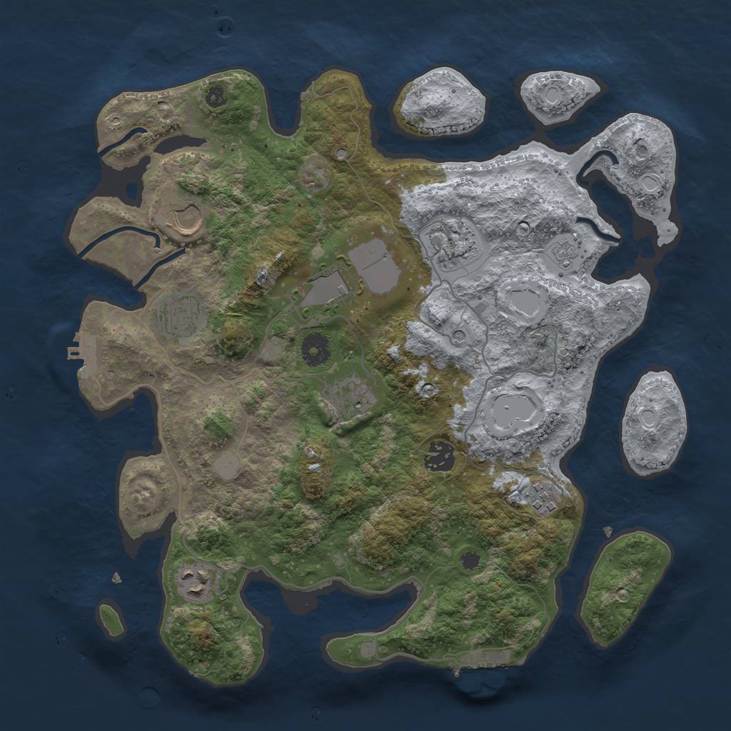 Rust Map: Procedural Map, Size: 3500, Seed: 83383829, 17 Monuments