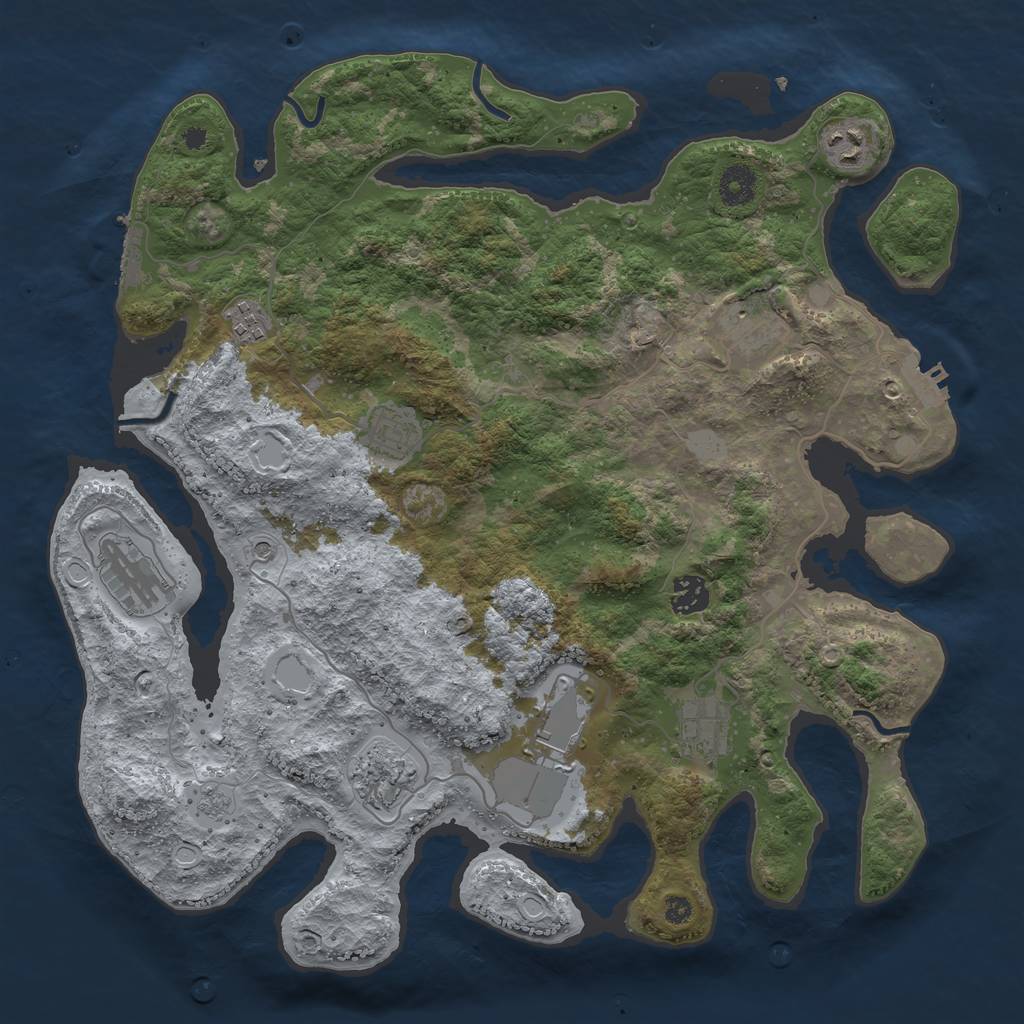 Rust Map: Procedural Map, Size: 3800, Seed: 62993555, 18 Monuments