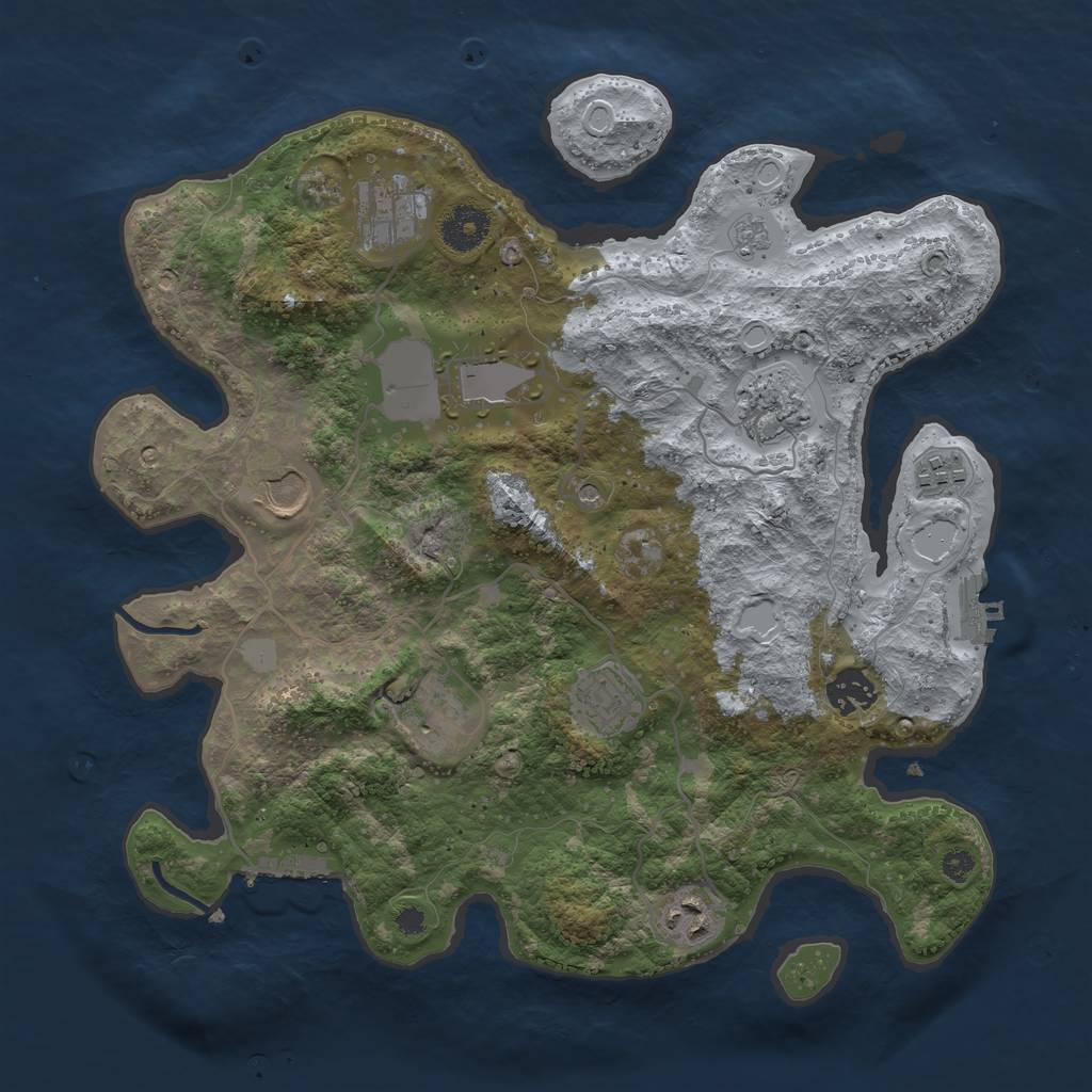 Rust Map: Procedural Map, Size: 3500, Seed: 2049518220, 18 Monuments