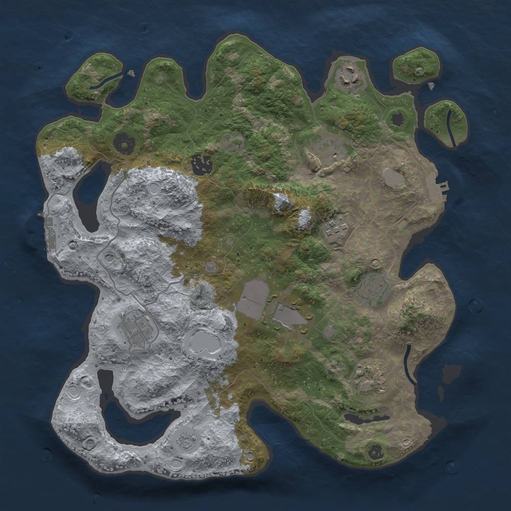 Rust Map: Procedural Map, Size: 3500, Seed: 88300984, 17 Monuments