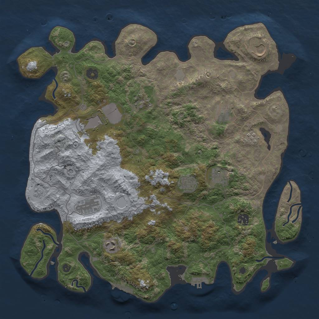 Rust Map: Procedural Map, Size: 4000, Seed: 71611, 19 Monuments