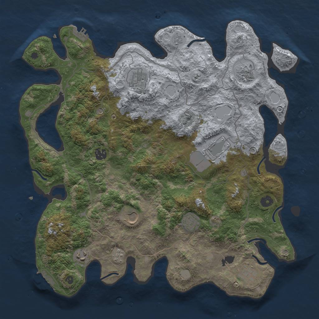 Rust Map: Procedural Map, Size: 4000, Seed: 1049485662, 18 Monuments