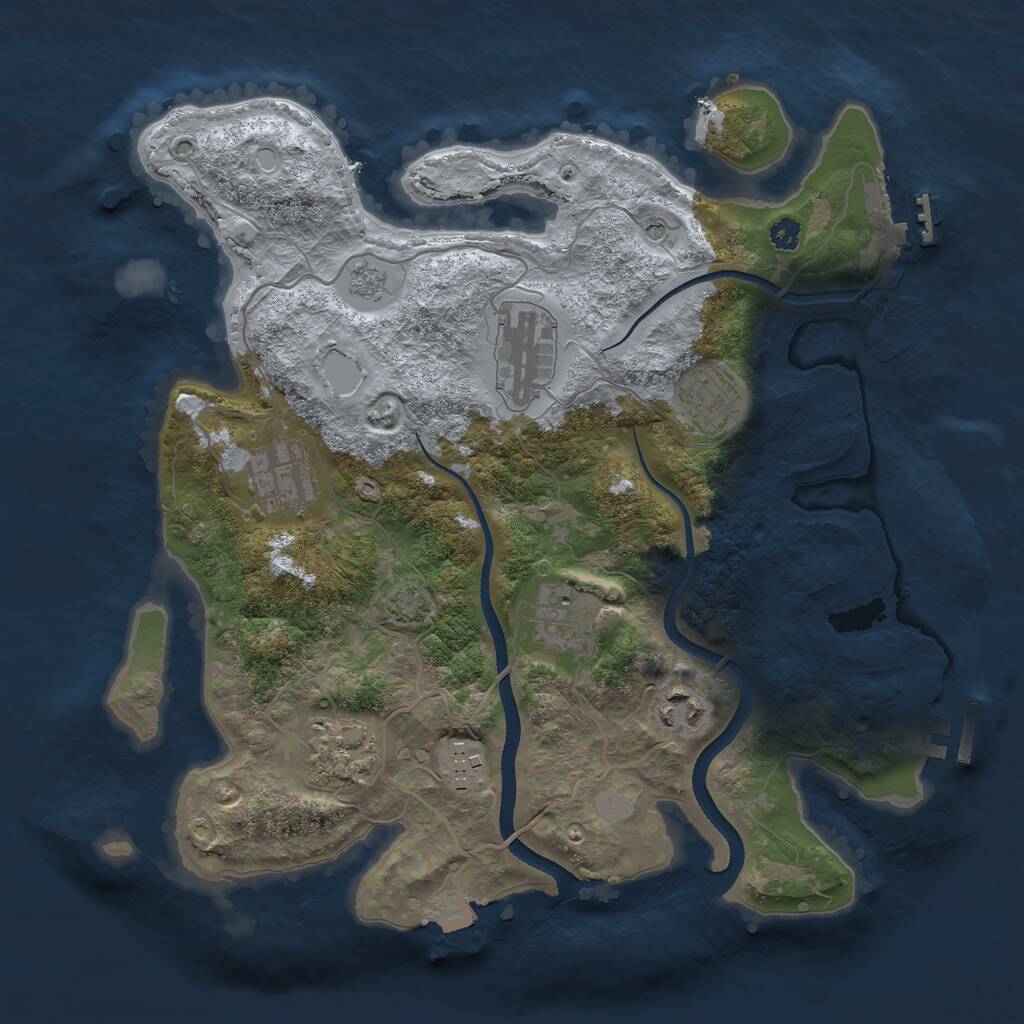 Rust Map: Procedural Map, Size: 3250, Seed: 868942111, 13 Monuments