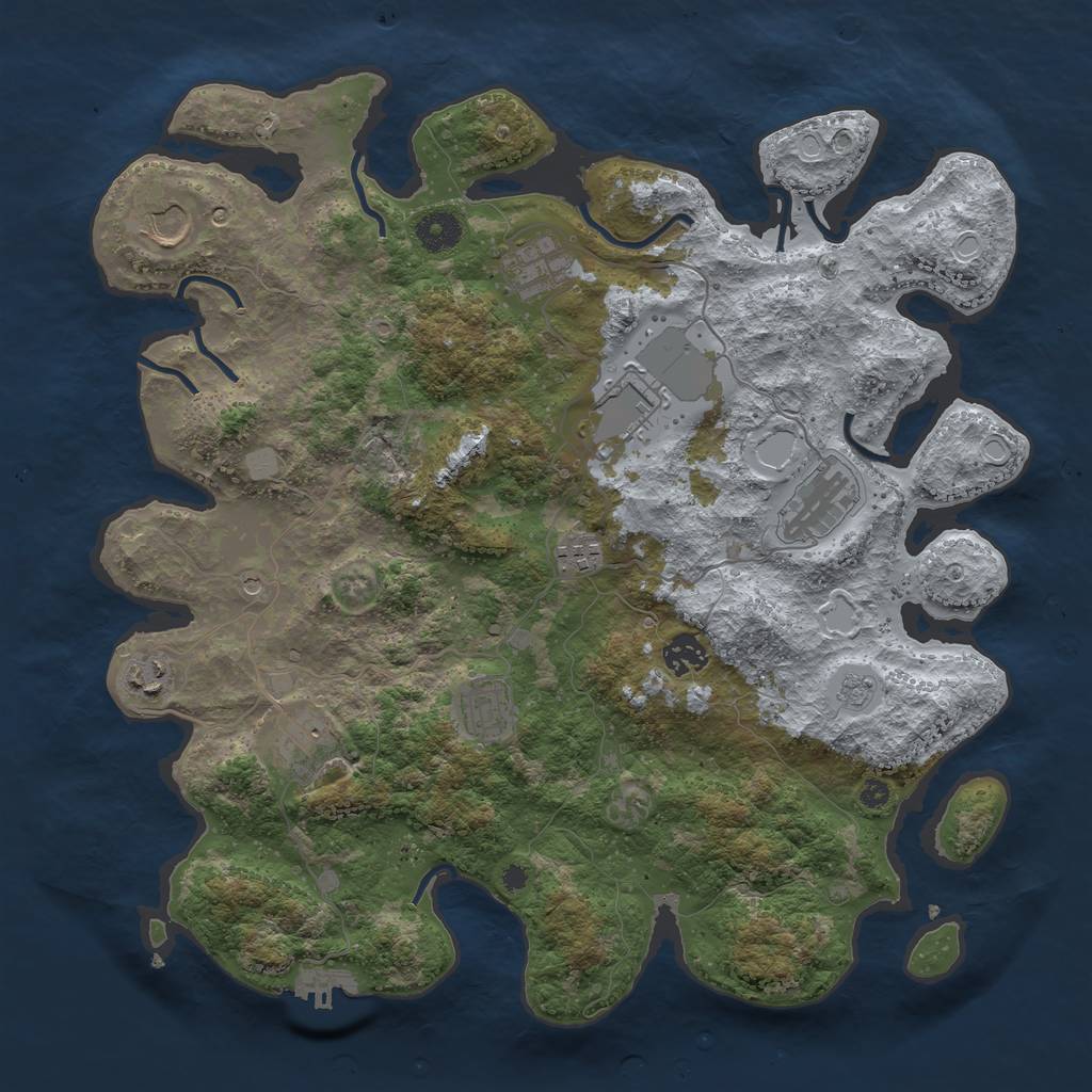Rust Map: Procedural Map, Size: 3850, Seed: 4385338, 17 Monuments