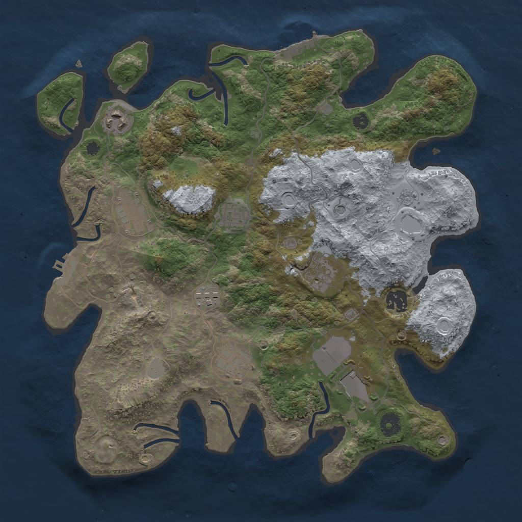 Rust Map: Procedural Map, Size: 3500, Seed: 9693345, 17 Monuments