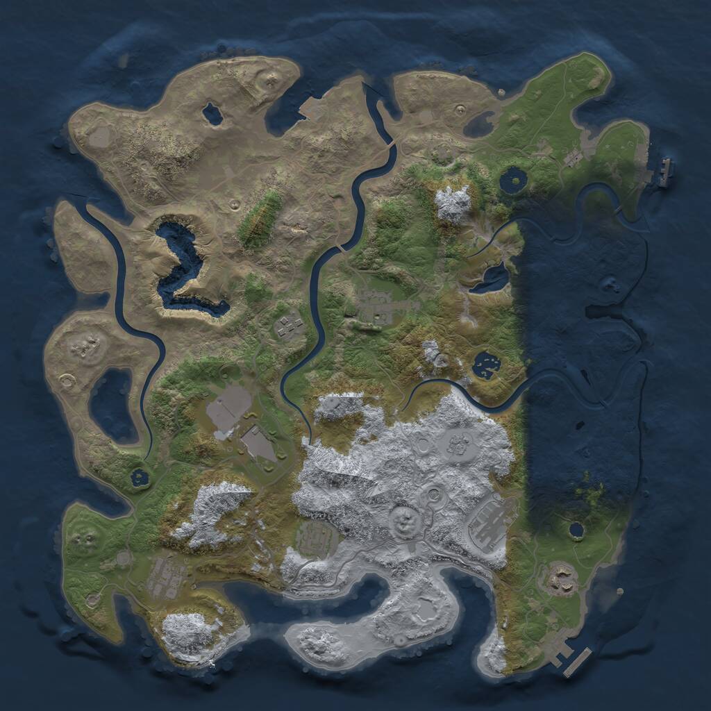Rust Map: Procedural Map, Size: 4000, Seed: 123414, 14 Monuments