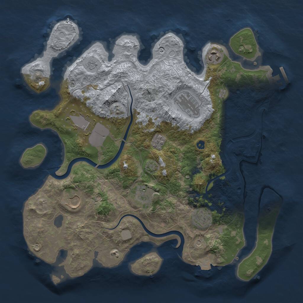Rust Map: Procedural Map, Size: 3500, Seed: 53460236, 12 Monuments