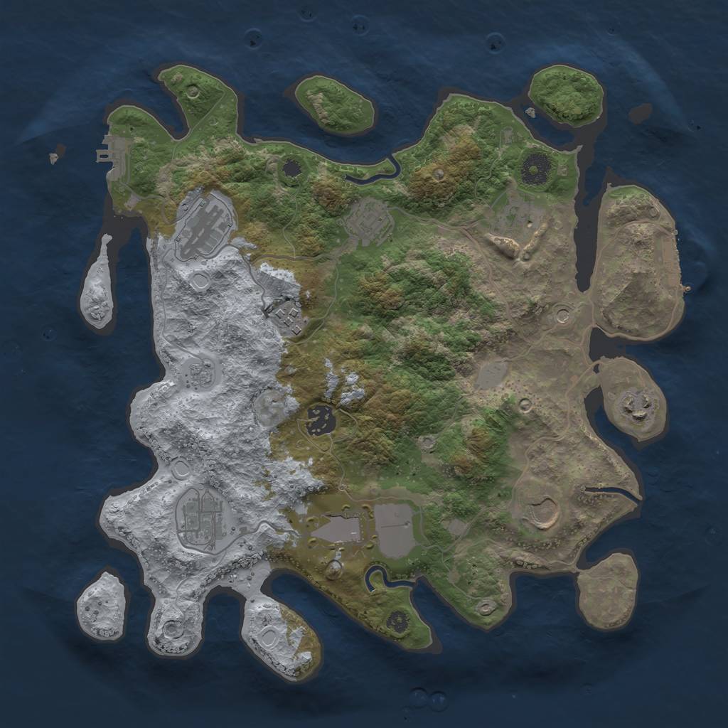 Rust Map: Procedural Map, Size: 3500, Seed: 60899244, 18 Monuments