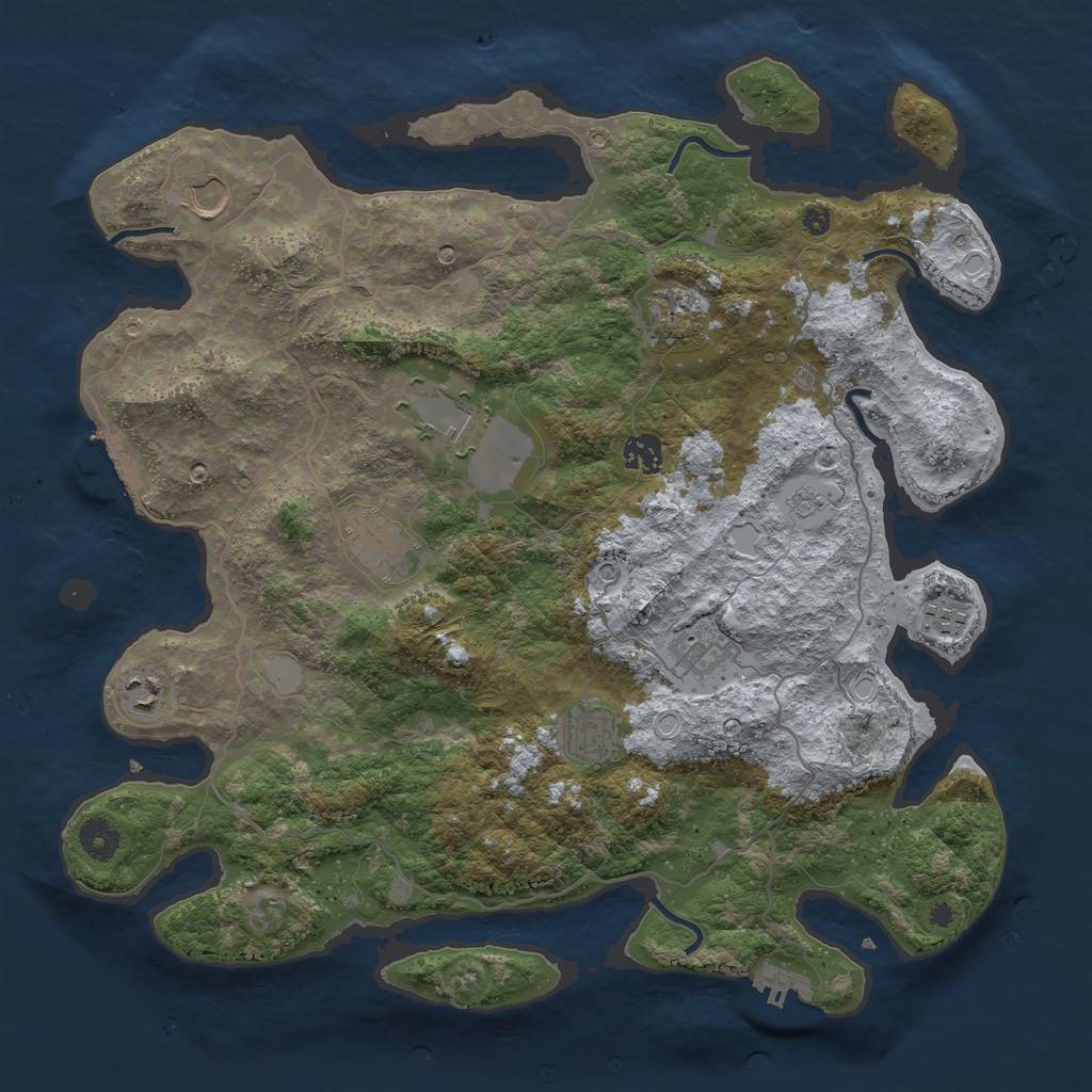 Rust Map: Procedural Map, Size: 4000, Seed: 1143155544, 18 Monuments