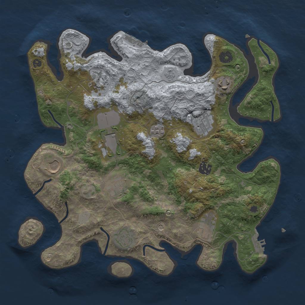 Rust Map: Procedural Map, Size: 3500, Seed: 991140580, 19 Monuments