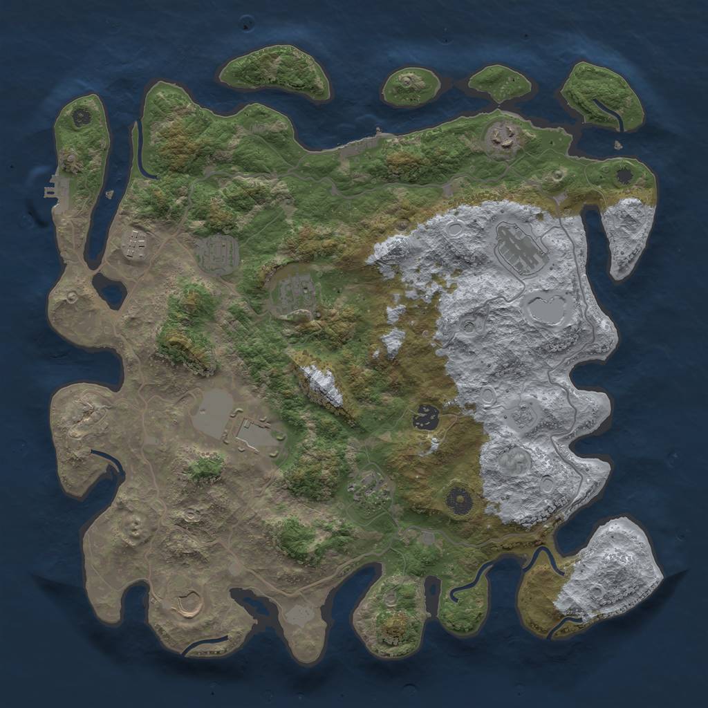 Rust Map: Procedural Map, Size: 4000, Seed: 985099141, 18 Monuments
