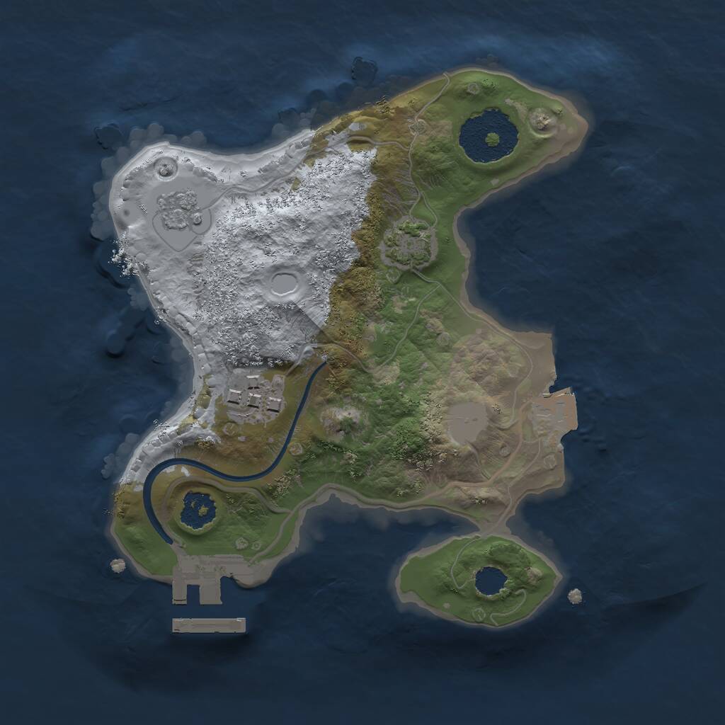 Rust Map: Procedural Map, Size: 2000, Seed: 644154975, 5 Monuments